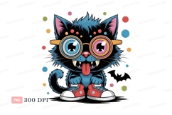 Blue cat wearing glasses and sneakers cartoon Product Image 1