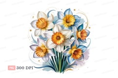 White blue orange daffodils yellow Product Image 1