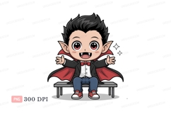 Chibi vampire character sitting cartoon spooky Product Image 1