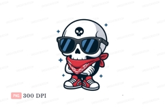Cool skeleton wearing sunglasses and bandana skull Product Image 1