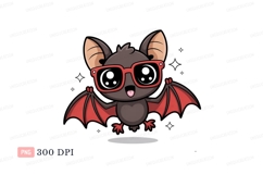 Cute bat wearing red glasses cartoon Product Image 1