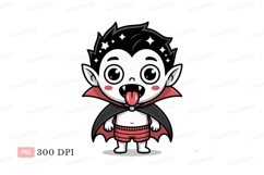 Cute vampire character with tongue out cartoon spooky Product Image 1