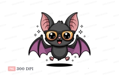 Cute bat wearing glasses cartoon orange Product Image 1