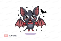 Cute bat with red bow tie animal cartoon Product Image 1