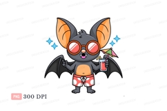 Cute bat with sunglasses and drink cartoon animal Product Image 1
