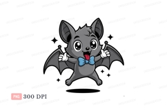 Cute grey bat with blue bow tie image Product Image 1