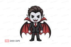 Chibi vampire in pinstripe suit cartoon gothic Product Image 1