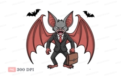 Angry bat businessman with briefcase animal creature Product Image 1