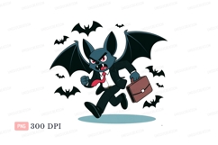 Angry bat businessman running with briefcase animal Product Image 1
