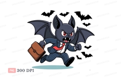 Angry bat businessman running with briefcase cartoon Product Image 1
