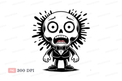 Black creature with white outline and pink tongue image Product Image 1