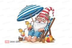 Happy gnome relaxing beach vacation summer Product Image 1