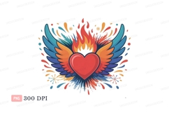 Fiery winged heart vibrant splash wings fire Product Image 1