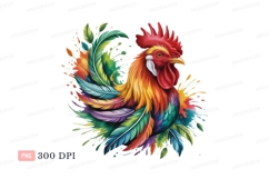 Colorful rooster with vibrant feathers bird fowl Product Image 1