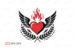 Red heart burning with flames fire Product Image 1
