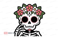 Pink flowers green leaves black background yellow Product Image 1
