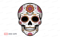 Decorated skull with flowers decoration colorful Product Image 1