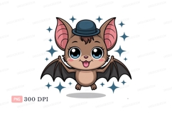 Cute bat wearing hat cartoon animal Product Image 1