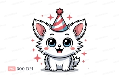 Cute black cat wearing party hat kitten pink Product Image 1