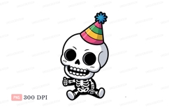 Skeleton wearing party hat celebration Product Image 1