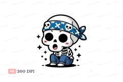 Blue bandana character sitting cartoon Product Image 1