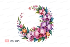 Pink purple orchid floral wreath image Product Image 1