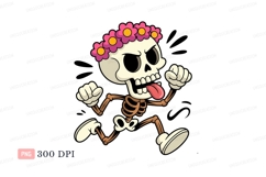 Running skeleton with pink flower crown image Product Image 1