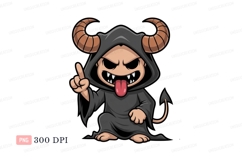 Scary horned creature with tongue out demon monster Product Image 1