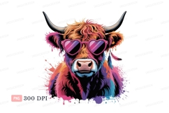 Highland cow wearing heart sunglasses animal Product Image 1