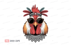 Cool rooster wearing sunglasses and headdress bird Product Image 1