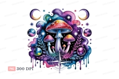 Psychedelic mushrooms cosmic celestial moons galaxy Product Image 1
