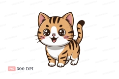 Cute tabby cat with big eyes orange white Product Image 1