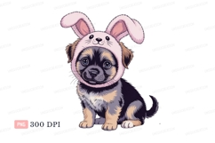 Adorable puppy wearing bunny ears pink Product Image 1