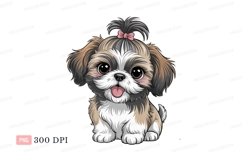 Adorable fluffy puppy with pink bow cute Product Image 1