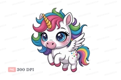 Adorable winged unicorn with rainbow mane pegasus mythical Product Image 1