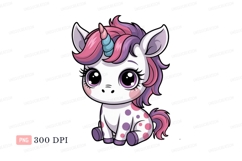 Cute unicorn with pink purple mane fantasy magic Product Image 1