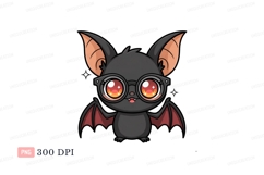 Cute bat wearing glasses animal cartoon Product Image 1