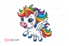 Happy winged unicorn with rainbow mane pegasus wings Product Image 1