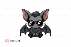 Cute bat wearing sunglasses cartoon wings Product Image 1