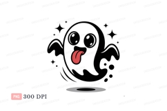 Spooky ghost with tongue out black Product Image 1