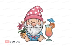 Cute gnome holding flower drink pink hearts Product Image 1