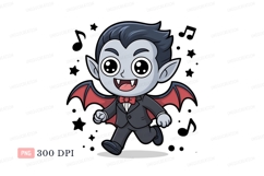 Chibi vampire running with red wings cartoon Product Image 1