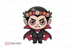 Chibi vampire wearing flower crown cute cartoon Product Image 1