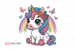 Cute unicorn rainbow butterflies butterfly fantasy Product Image 1