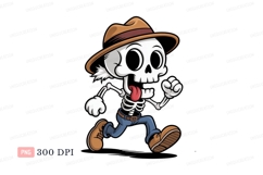 Cartoon skeleton running with tongue out jeans Product Image 1