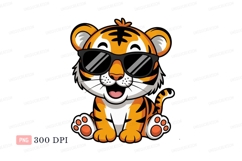 Cool tiger cub wearing sunglasses orange black Product Image 1