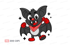 Cute bat wearing bandana cartoon halloween Product Image 1