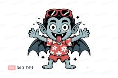 Cute vampire wearing sunglasses and Hawaiian shirt Product Image 1