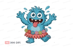 Blue monster dancing with flower skirt image Product Image 1
