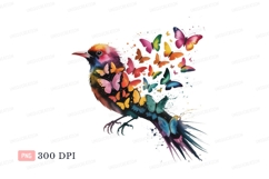 Colorful bird with dissolving butterflies transformation Product Image 1